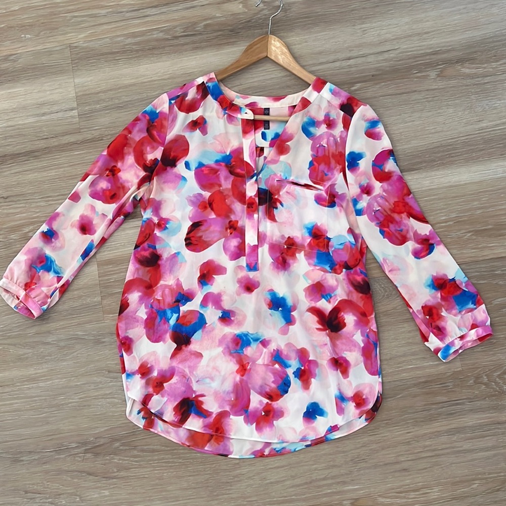 NYDJ watercolor floral blouse